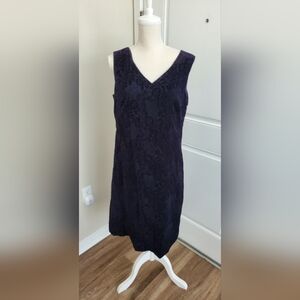 Coldwater Creek Black Velvet Flocked Dress Size 14